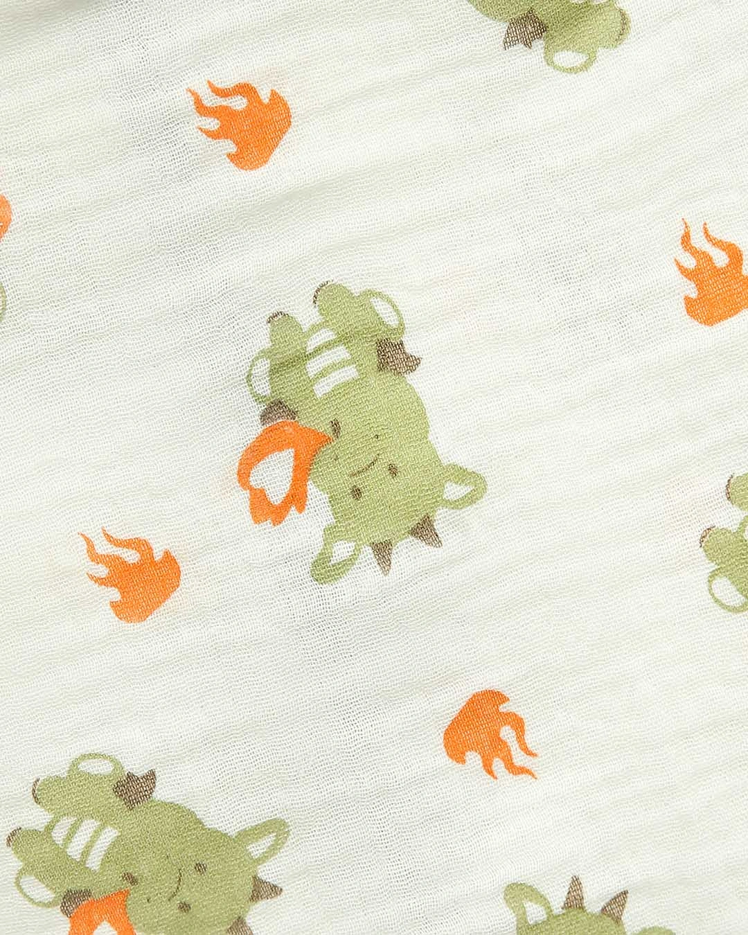 Áo choàng Bessla 0 - 24 tháng in hình rồng xanh màu be 5