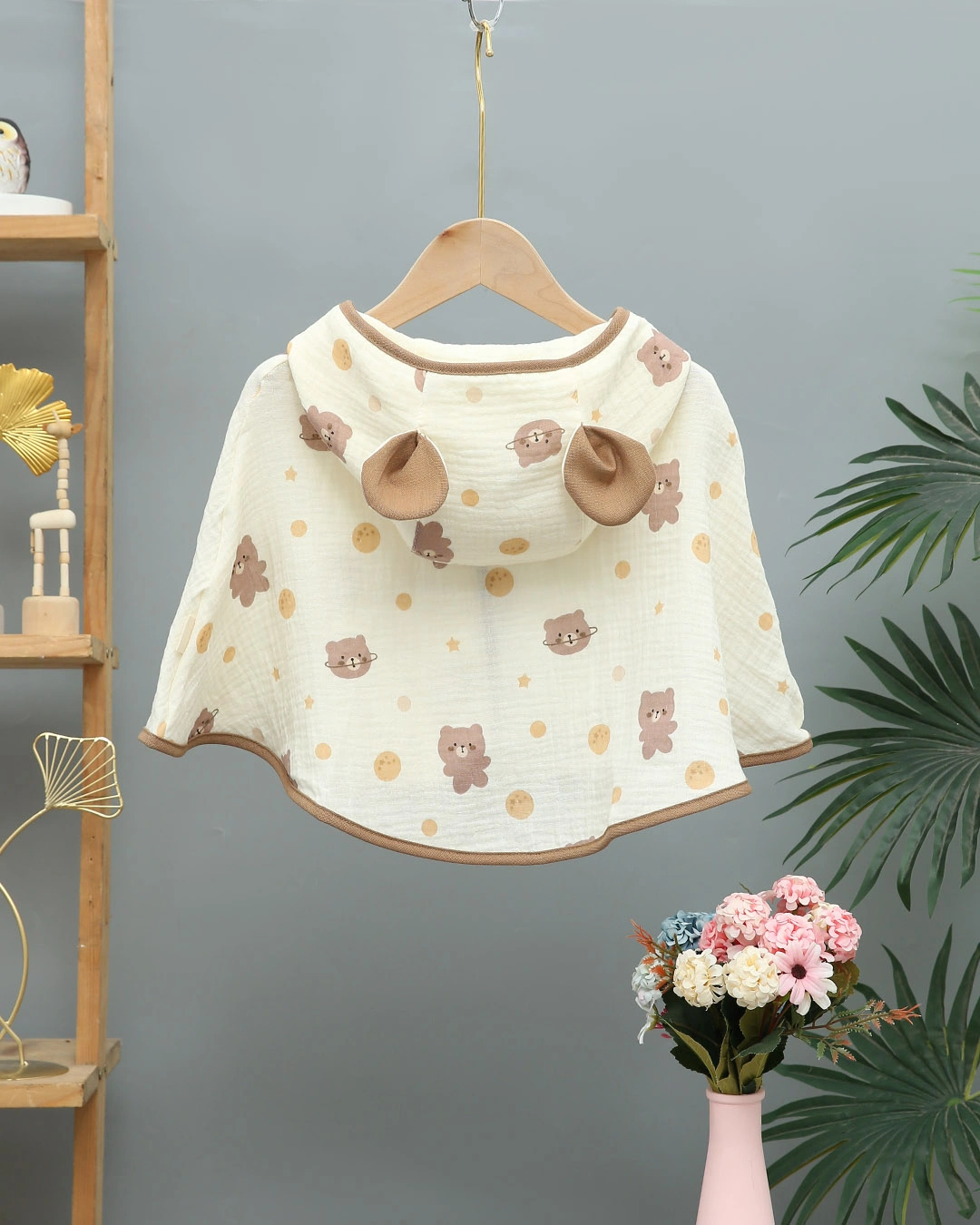 Áo choàng Bessla 0 - 24 tháng in hình rồng xanh màu be 12