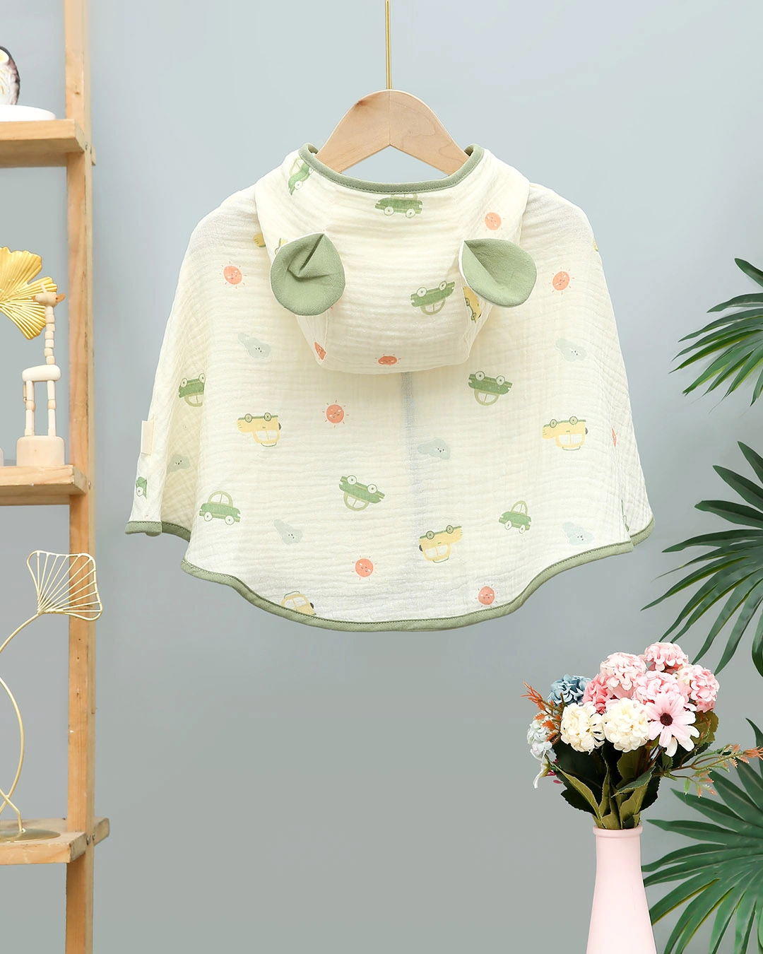 Áo choàng Bessla 0 - 24 tháng in hình rồng xanh màu be 7