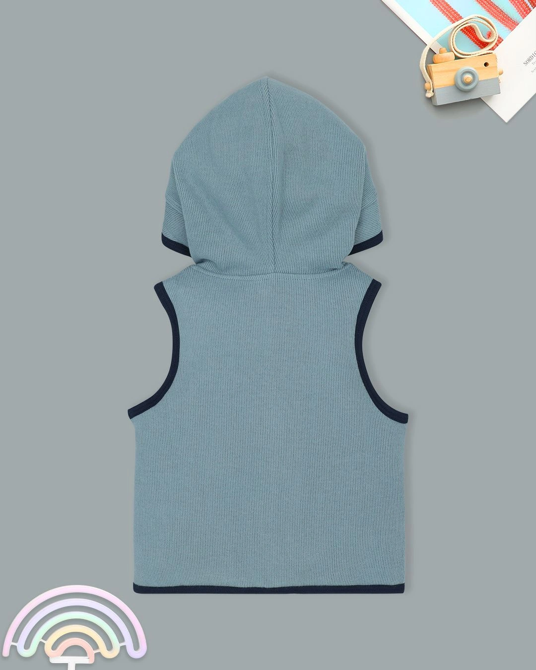 Áo khoác gile bé trai La Pomme màu xanh dương 2