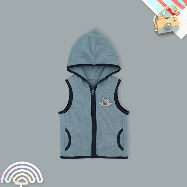 Áo khoác gile bé trai La Pomme màu xanh dương 1