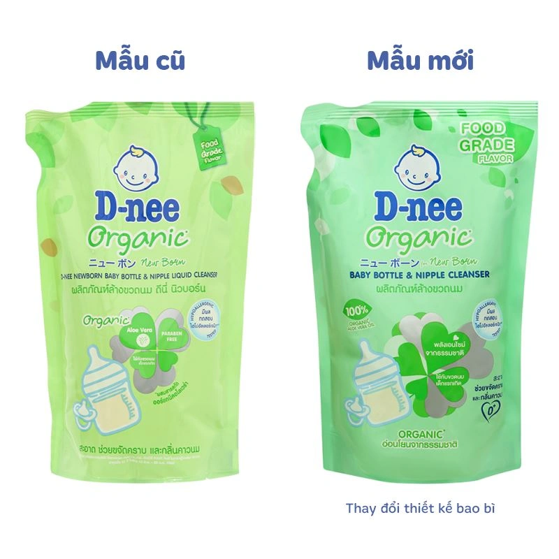 Nước rửa bình sữa D-nee Organic túi 550 ml hương cam - Giao bao bì ngẫu nhiên 2