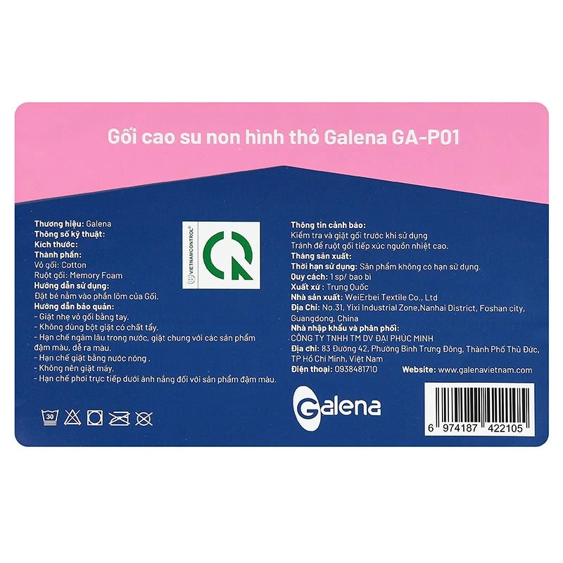 Gối Galena GA-P01 29.5x22x5 cm - Màu ngẫu nhiên (từ 3 tháng) 9