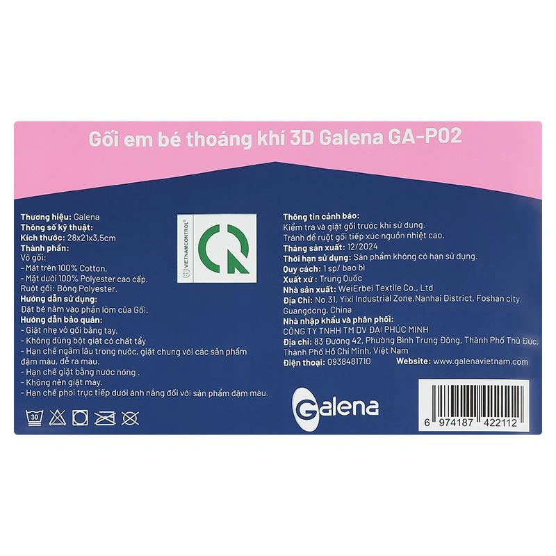 Gối Galena GA-P02 28x21x3.5 cm - Màu ngẫu nhiên (từ 3 tháng) 6