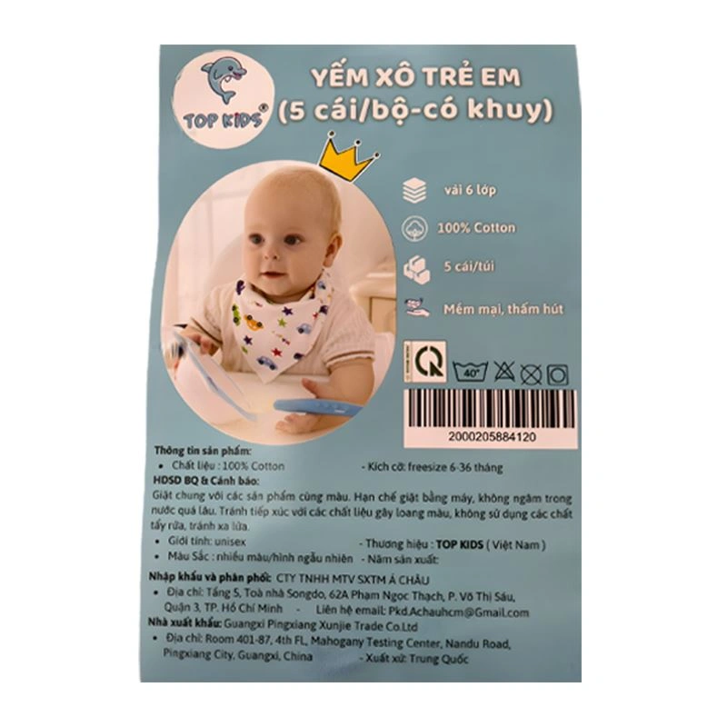 Set 5 yếm ăn cho bé TOP KIDS - Màu ngẫu nhiên (6 - 36 tháng) 4