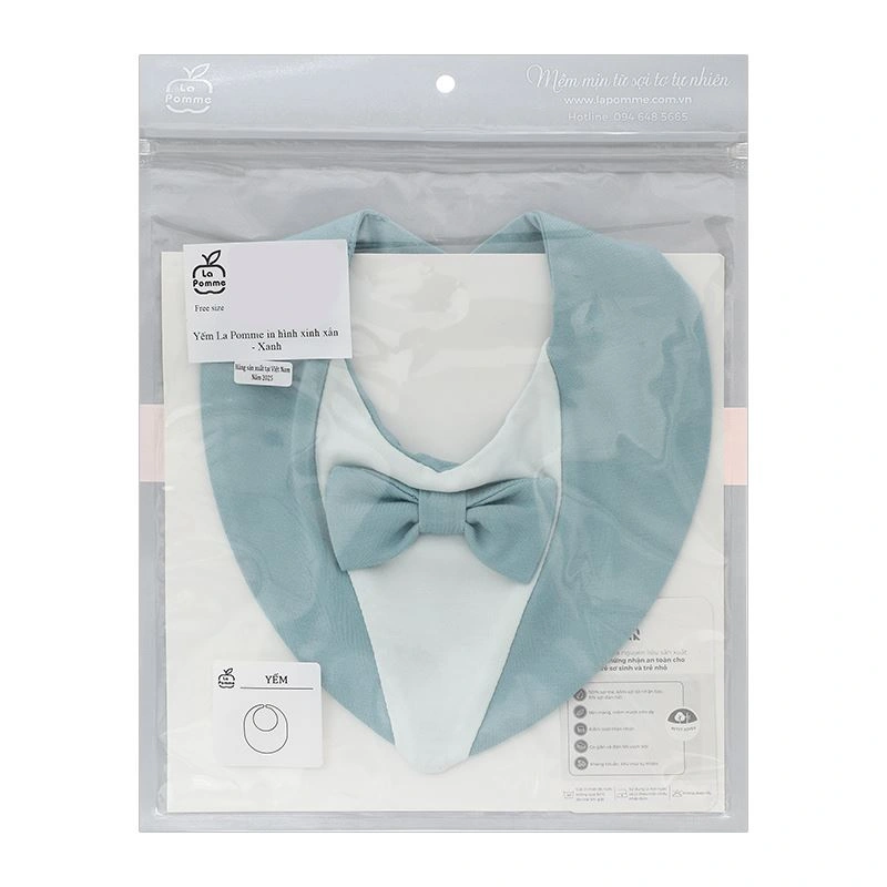 Yếm ăn cho bé sợi tre La Pomme - Nơ xanh dương (0 - 3 tháng) 6