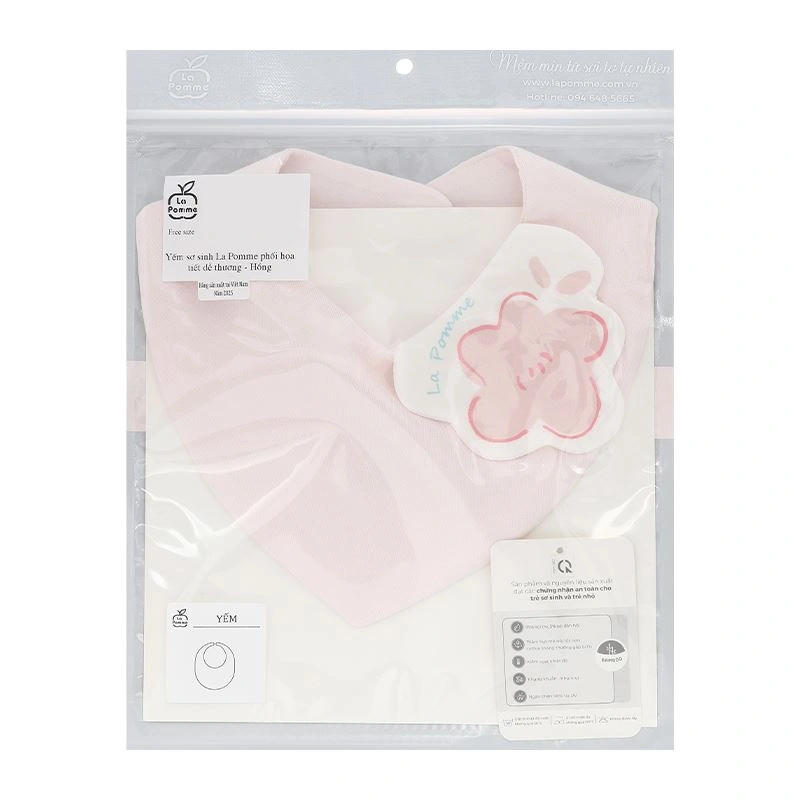 Yếm ăn cho bé sợi tre La Pomme - Màu hồng (0 - 3 tháng) 6