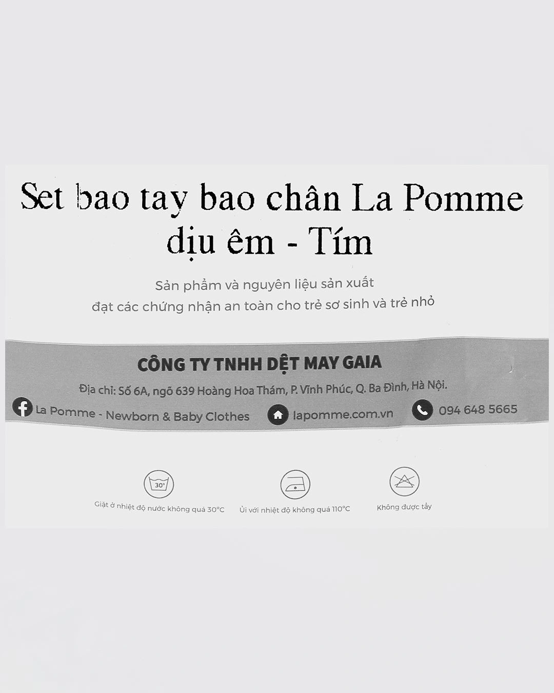 Set bao tay, bao chân êm dịu La Pomme màu tím (0 - 3 tháng) 9