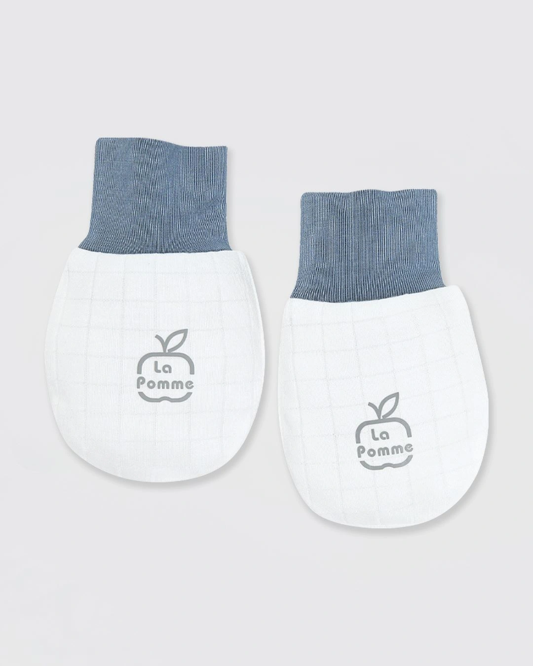 Set bao tay, bao chân bé yêu vui nhộn La Pomme màu trắng - xanh dương (0 - 3 tháng) 3