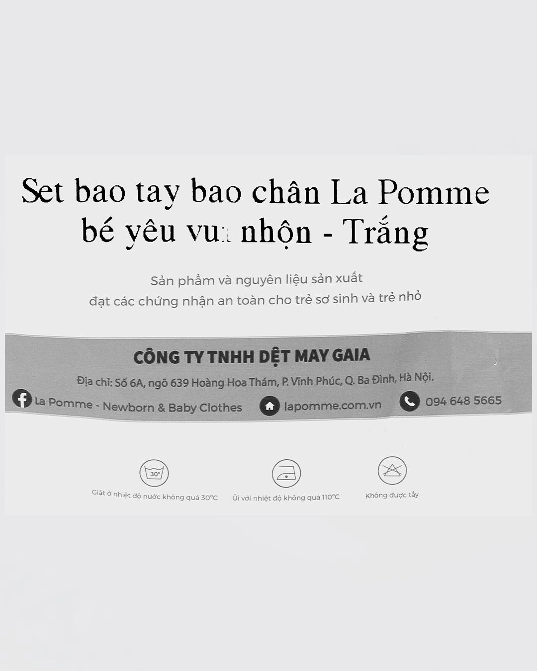 Set bao tay, bao chân bé yêu vui nhộn La Pomme màu trắng - xanh dương (0 - 3 tháng) 10