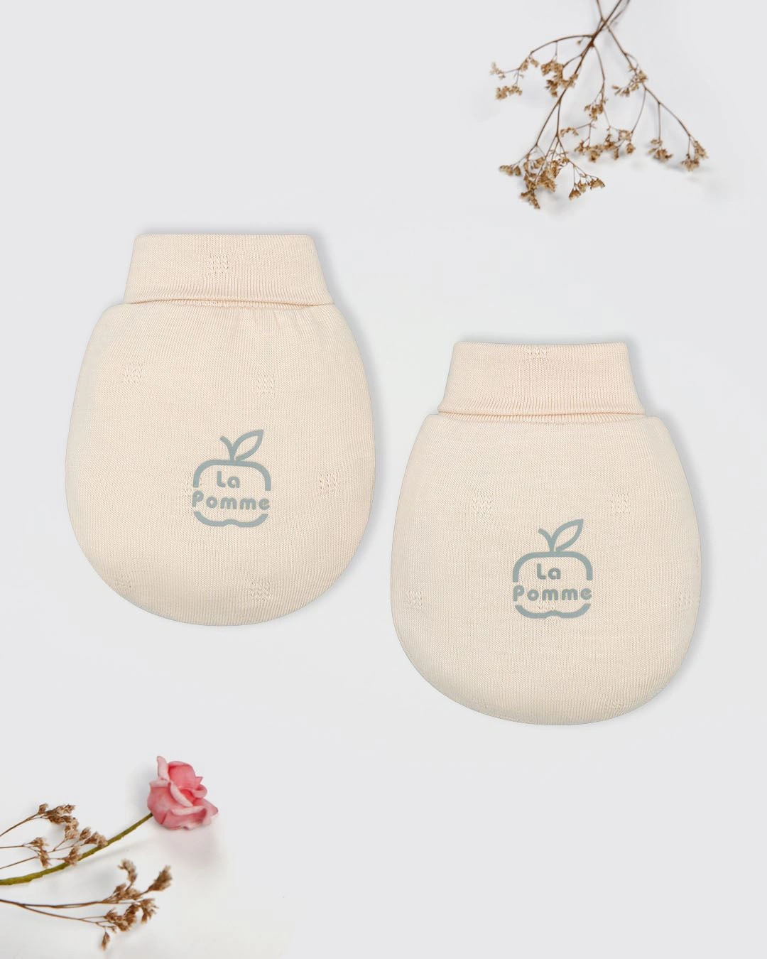 Set bao tay, bao chân dễ thương La Pomme màu be (0 - 3 tháng) 2