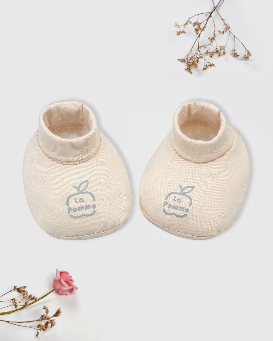 Set bao tay, bao chân dễ thương La Pomme màu be (0 - 3 tháng) 5