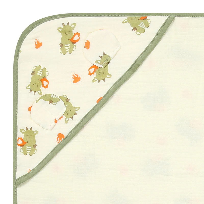 Khăn quấn cotton Bessla 70x70 cm - Rồng xanh 4