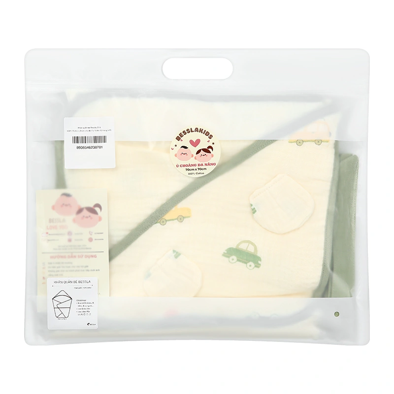 Khăn quấn cotton Bessla 70x70 cm - Rồng xanh 14