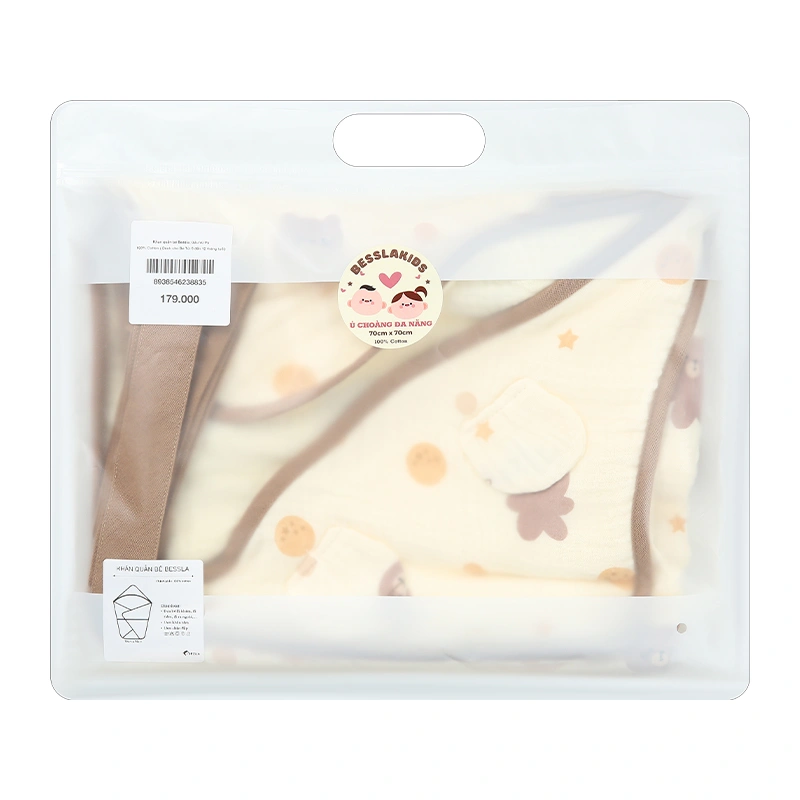 Khăn quấn cotton Bessla 70x70 cm - Rồng xanh 21