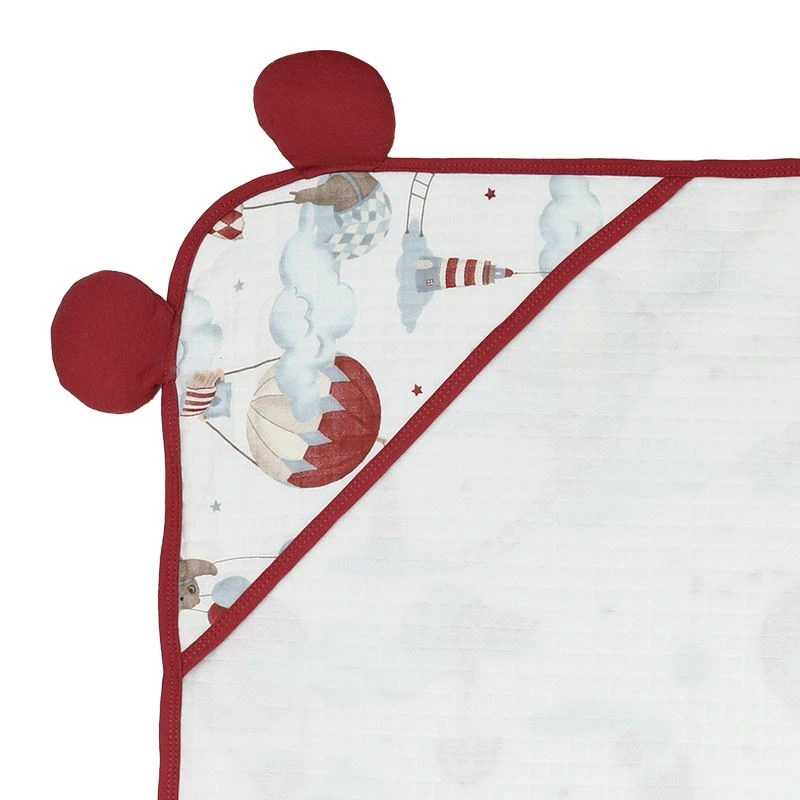 Khăn quấn cotton TOP KIDS 90x90 cm - Khinh khí cầu đỏ 4