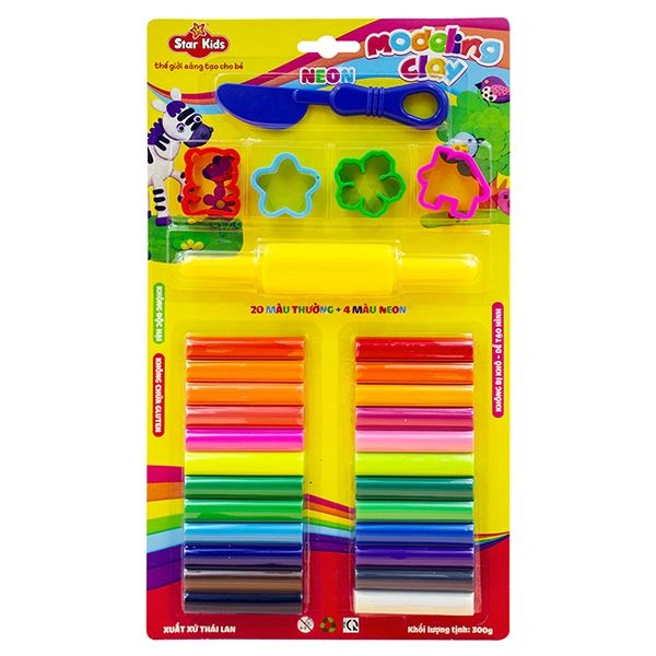 Bộ đồ chơi đất nặn 300g 24 màu và 6 dụng cụ Star Kids K-300/24C/6T