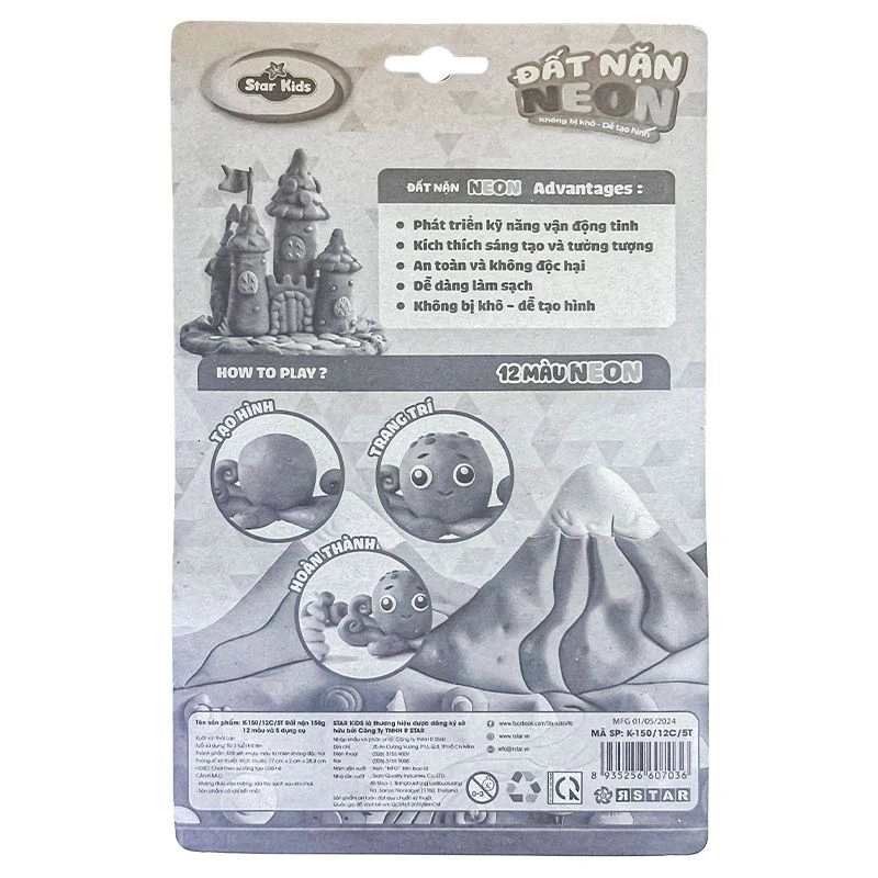 Bộ đồ chơi đất nặn 200g 12 màu và 5 dụng cụ Star Kids K-200/12C/5T 4