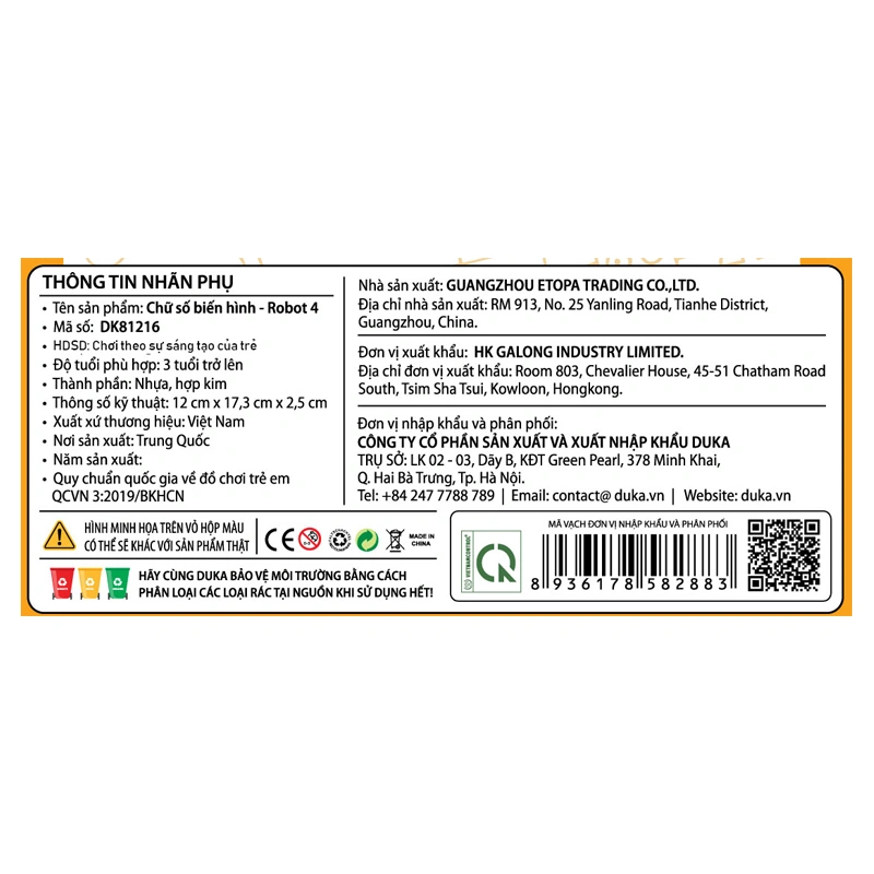 Đồ chơi chữ số biến hình robot 4 CRESTA DK81216 4