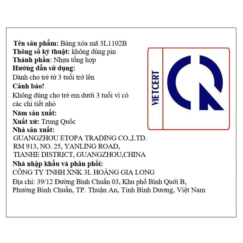 Đồ chơi giáo dục bảng xóa thông minh 3L 3L1102B 13