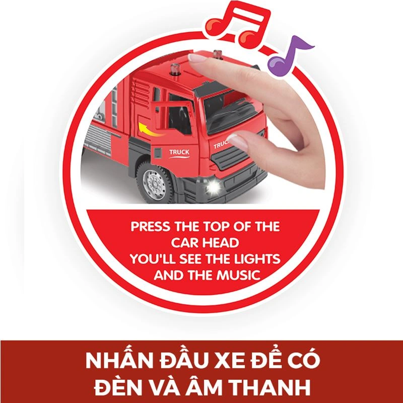 Đồ chơi xe cứu hỏa mô hình có đèn và âm thanh Vecto VT11K 3