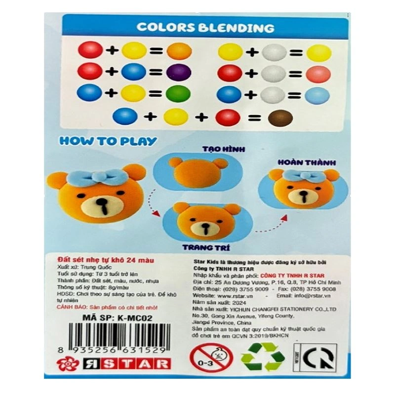 Đồ chơi đất sét nhẹ tự khô 24 màu Star Kids K-MC02 4