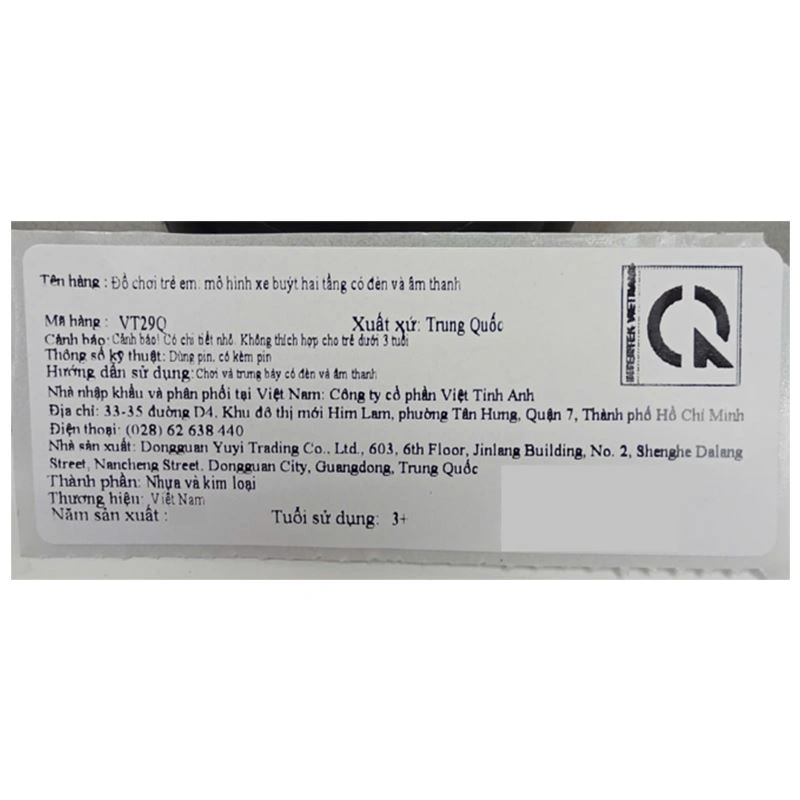 Đồ chơi xe buýt 2 tầng có đèn và âm thanh Vecto VT29Q 6