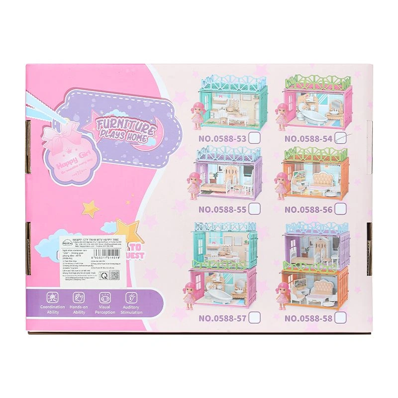 Đồ chơi ngôi nhà búp bê không gian phòng ngủ HappyTime 0588-55 44