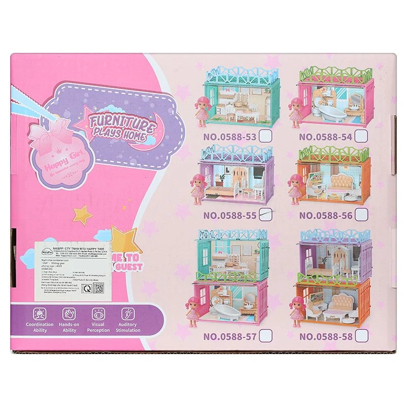 Đồ chơi ngôi nhà búp bê không gian phòng ngủ HappyTime 0588-55 5