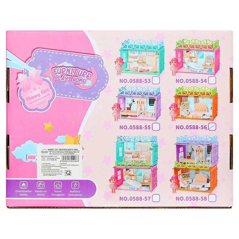 Đồ chơi ngôi nhà búp bê không gian phòng ngủ HappyTime 0588-55 18