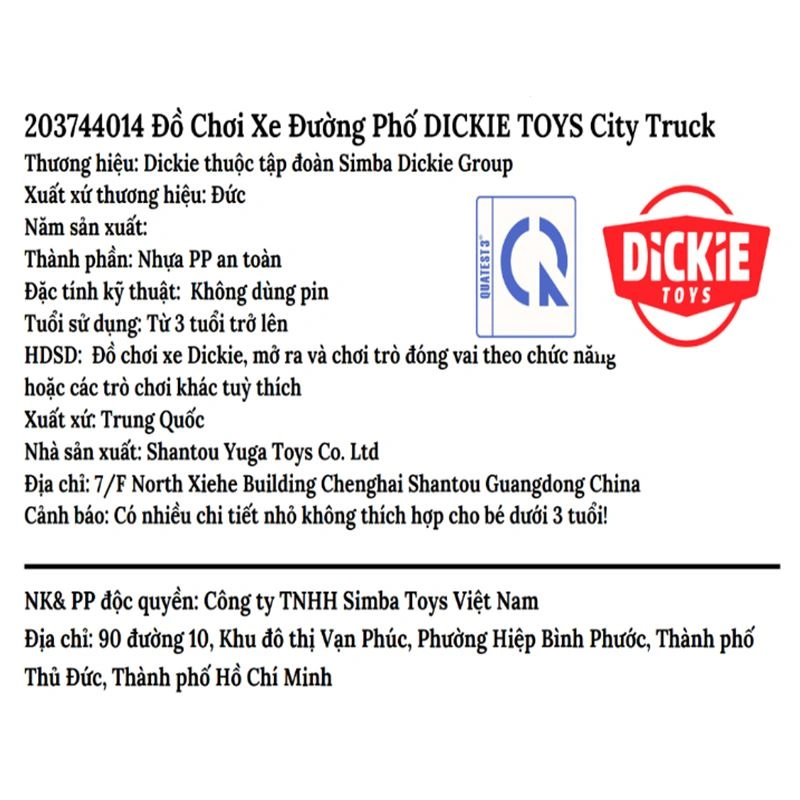 Đồ chơi xe công trình đường phố Dickie Toys 203744014 - Mẫu ngẫu nhiên 9
