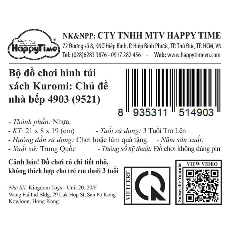 Đồ chơi túi đeo Kuromi dụng cụ nấu ăn HappyTime 9521 (26 chi tiết) 10