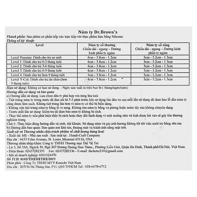 Bộ 2 núm ti Dr.Brown's cổ hẹp size 4 (từ 9 tháng) - Giao ngẫu nhiên 9