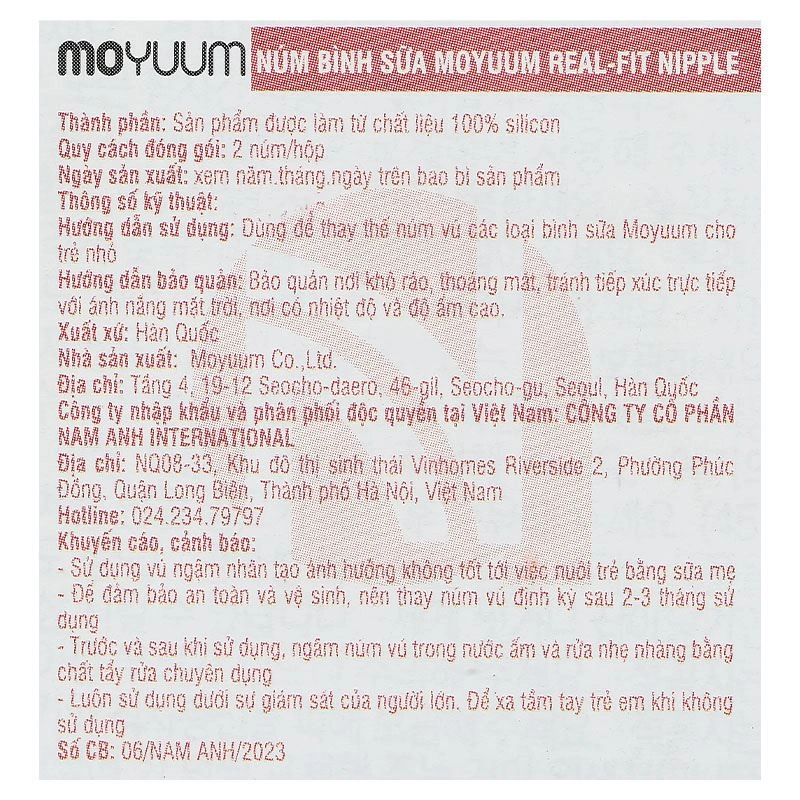 Bộ 2 núm ti Moyuum cổ rộng số 4 (từ 8 tháng) 11