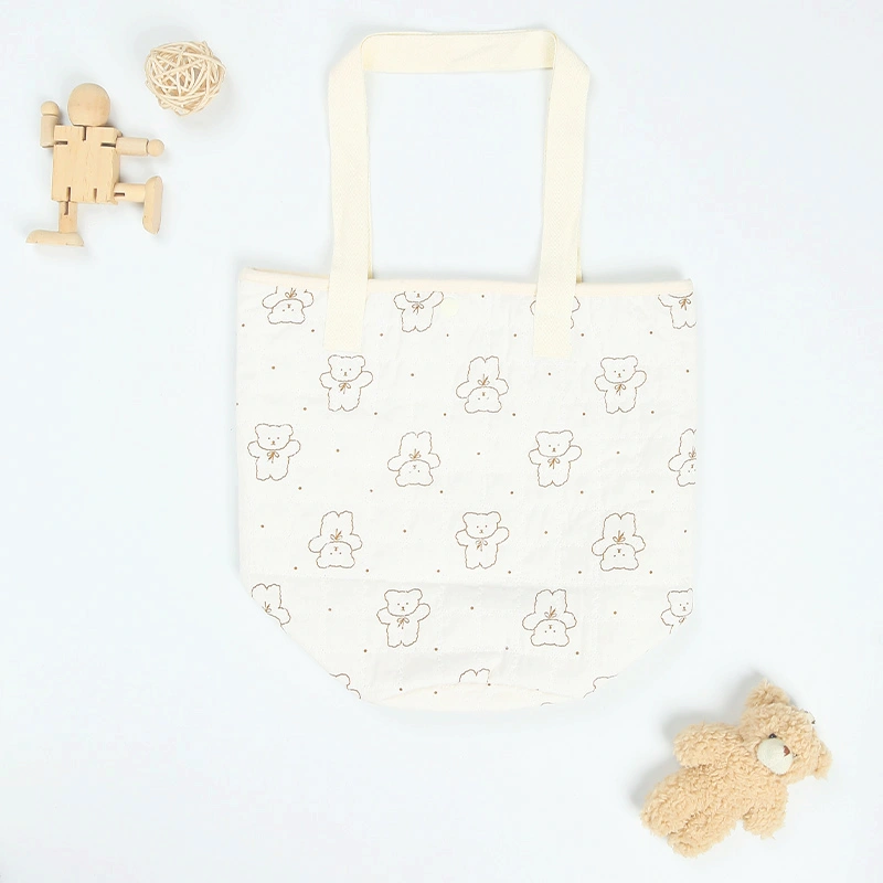 Túi bỉm sữa Bessla 1 ngăn gấu nơ chấm bi 7