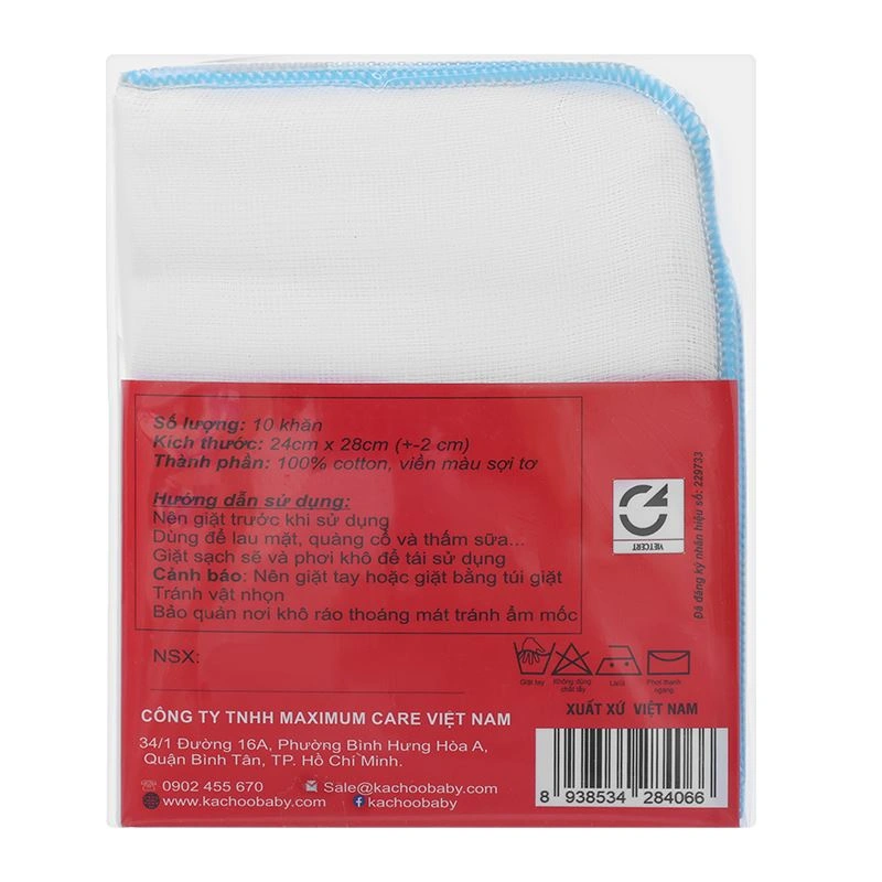 Combo 2 gói khăn sữa cotton KACHOOBABY 4 lớp 24x28 cm - Màu ngẫu nhiên 9