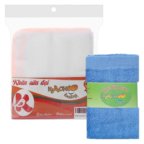 Set 5 cái khăn sữa 4 lớp + khăn mặt KACHOOBABY - Màu ngẫu nhiên 1
