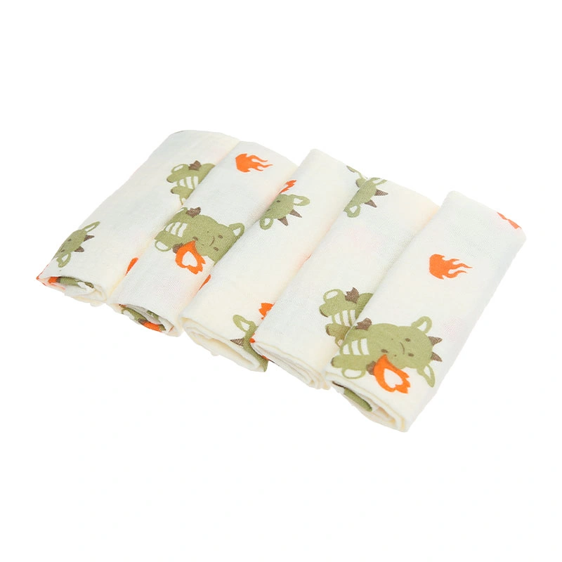 Set 5 cái khăn sữa muslin Bessla 2 lớp 20x20 cm - Rồng xanh 6