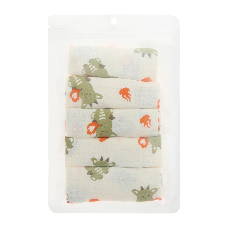 Set 5 cái khăn sữa muslin Bessla 2 lớp 20x20 cm - Rồng xanh 7