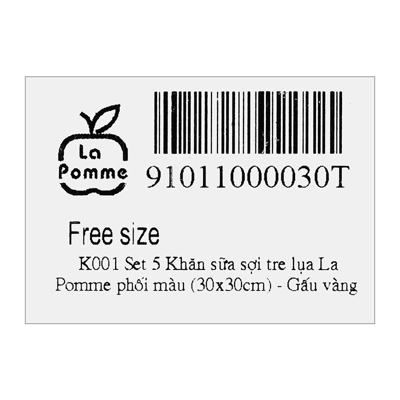 Set 5 cái khăn sữa sợi tre La Pomme 3 lớp 30x30 cm - Cá heo trắng 37