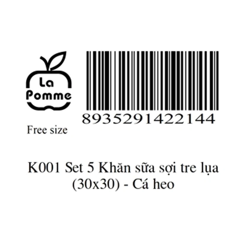 Set 5 cái khăn sữa sợi tre La Pomme 3 lớp 30x30 cm - Cá heo trắng 3