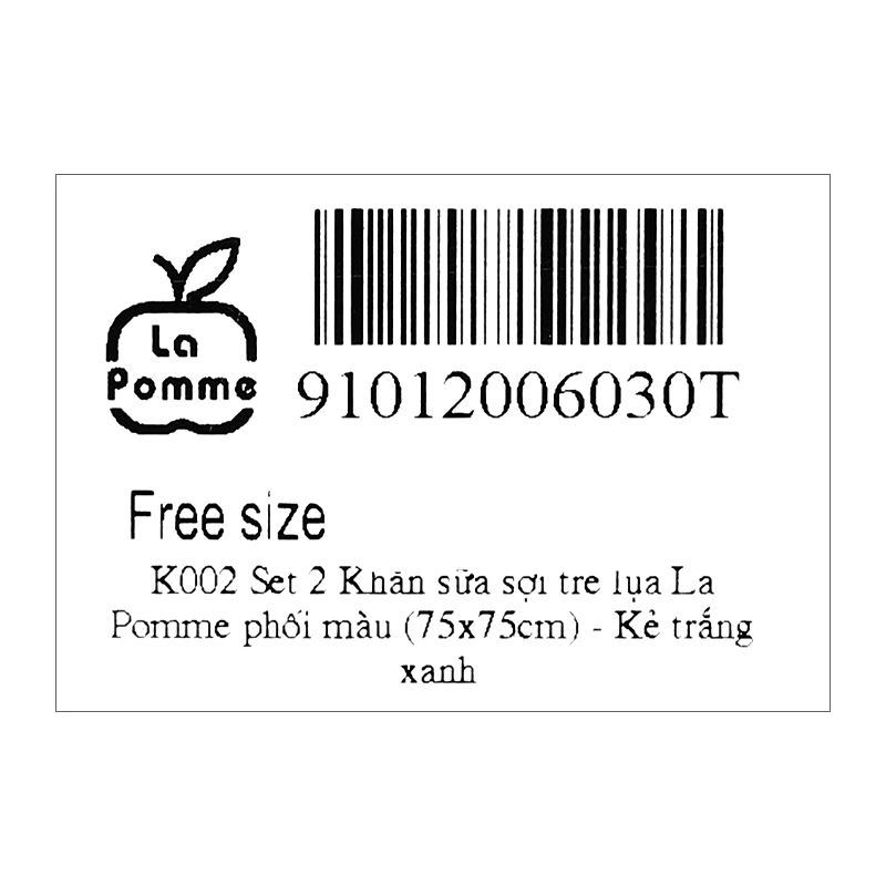 Set 2 cái khăn sữa sợi tre La Pomme 3 lớp 75x75 cm - Kẻ trắng xanh 10