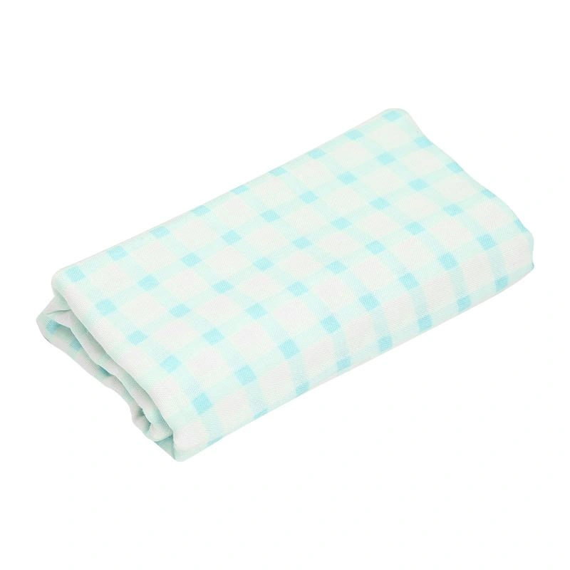 Set 2 cái khăn sữa sợi tre La Pomme 3 lớp 75x75 cm - Kẻ trắng xanh 7