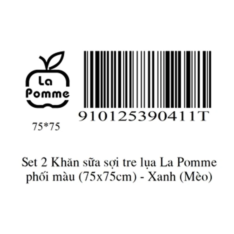 Set 2 cái khăn sữa sợi tre La Pomme 3 lớp 75x75 cm - Mèo xanh 3