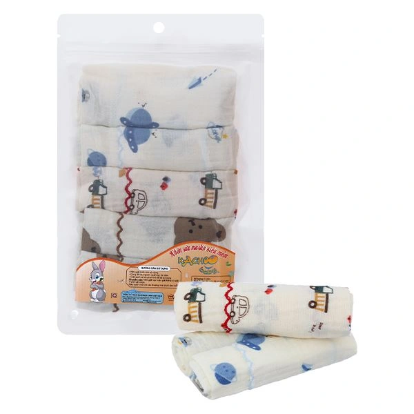 Set 5 khăn sữa KACHOOBABY cotton màu ngẫu nhiên