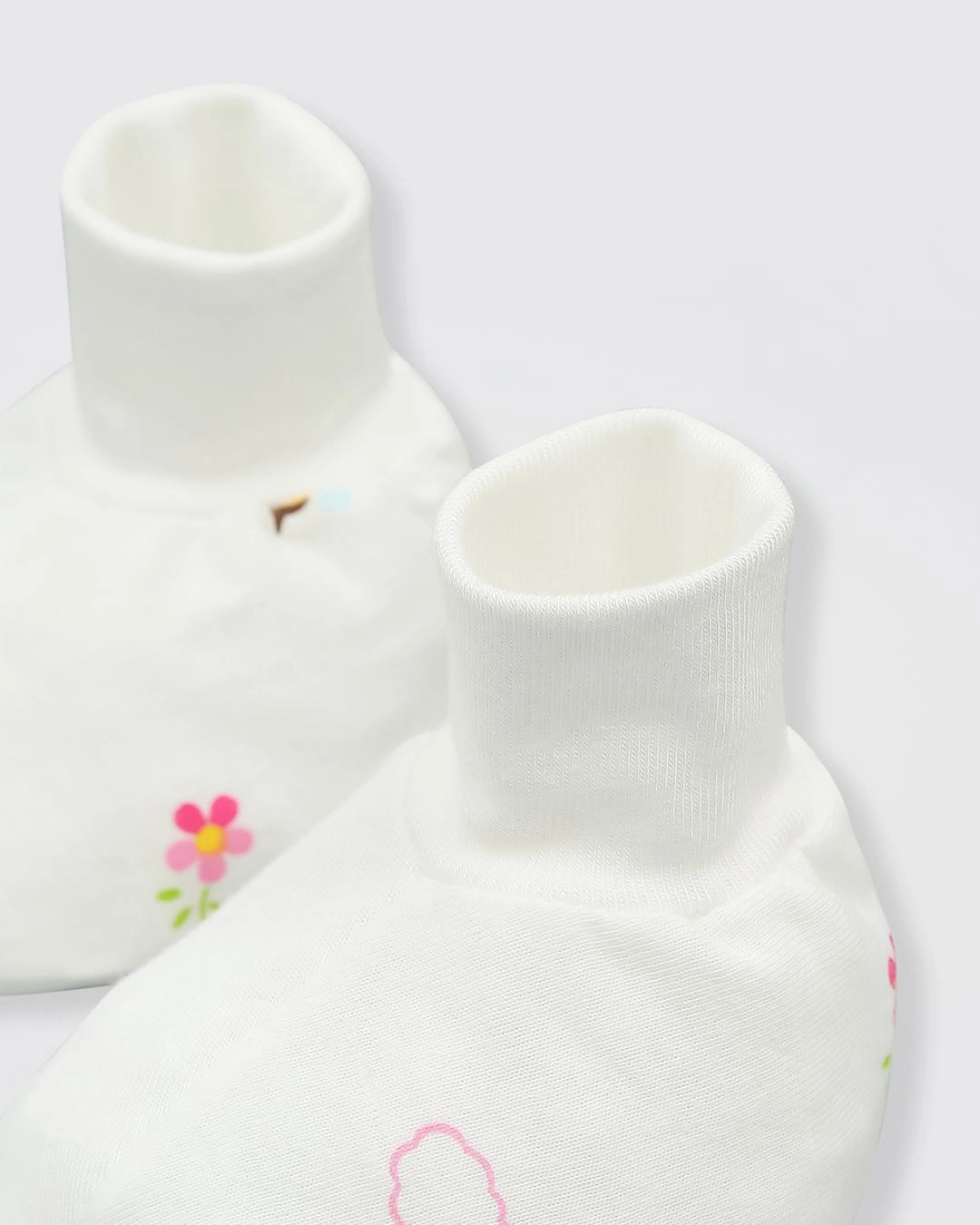 Set nón, bao tay bao chân in ong và hoa IQ Baby màu trắng (0 - 3 tháng) 8