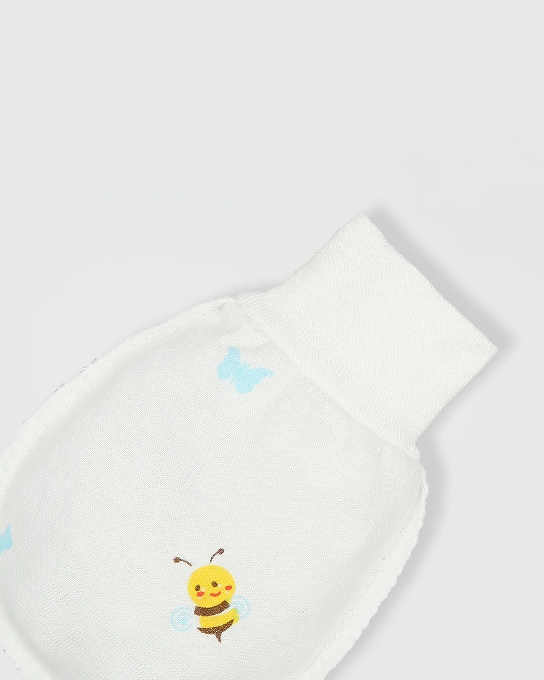 Set nón, bao tay bao chân in ong và hoa IQ Baby màu trắng (0 - 3 tháng) 5