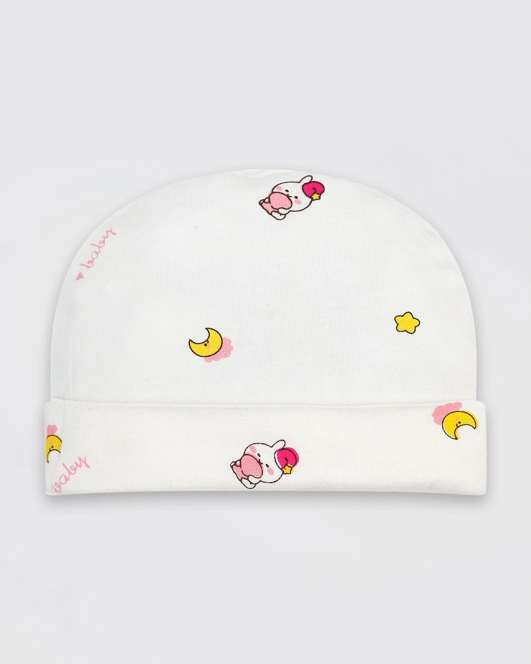 Set nón, bao tay bao chân in thỏ baby IQ Baby màu trắng (0 - 3 tháng) 2