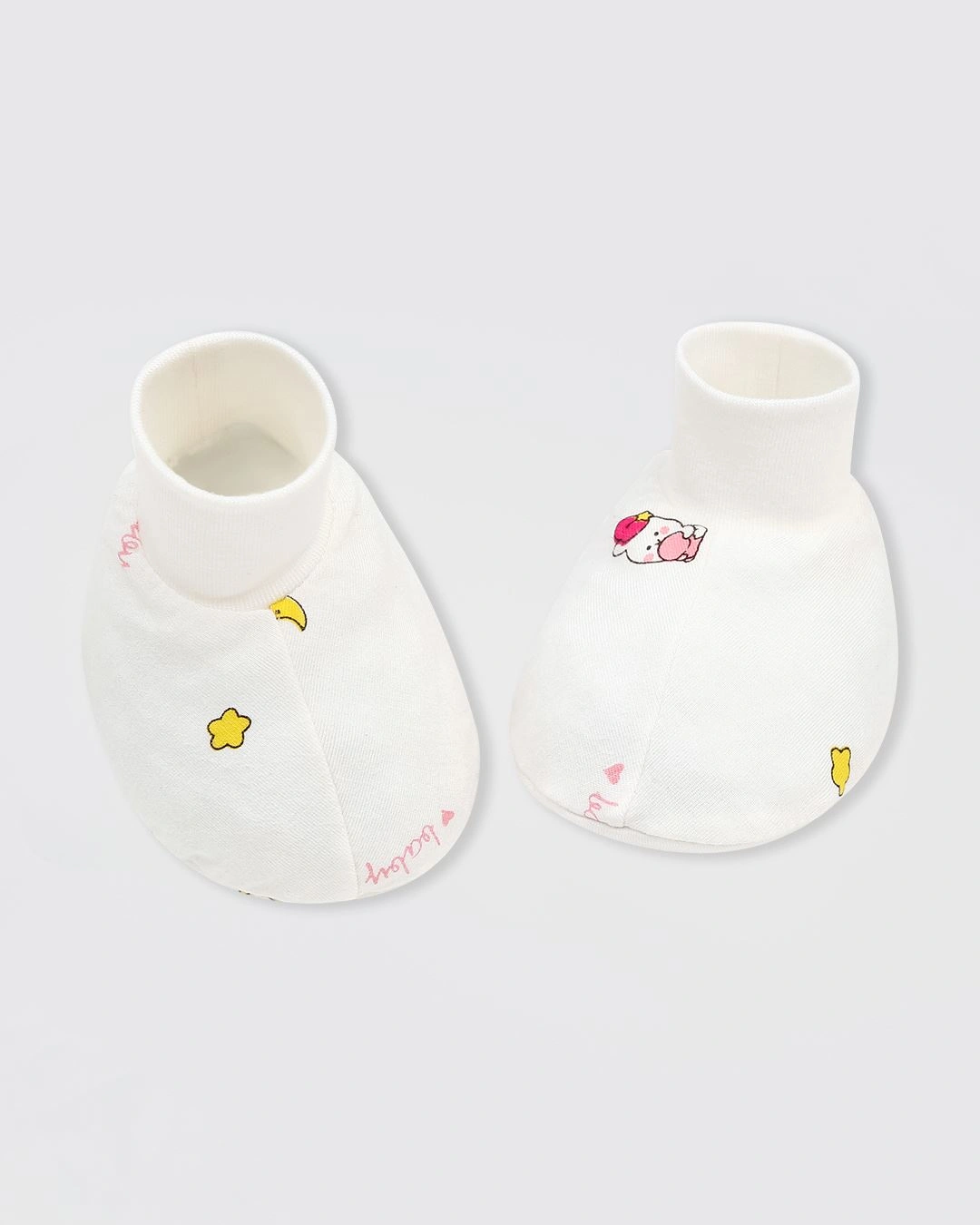Set nón, bao tay bao chân in thỏ baby IQ Baby màu trắng (0 - 3 tháng) 6