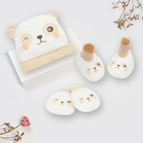 Set nón, bao tay bao chân tai thú BabyMommy màu be (0 - 3 tháng) 1